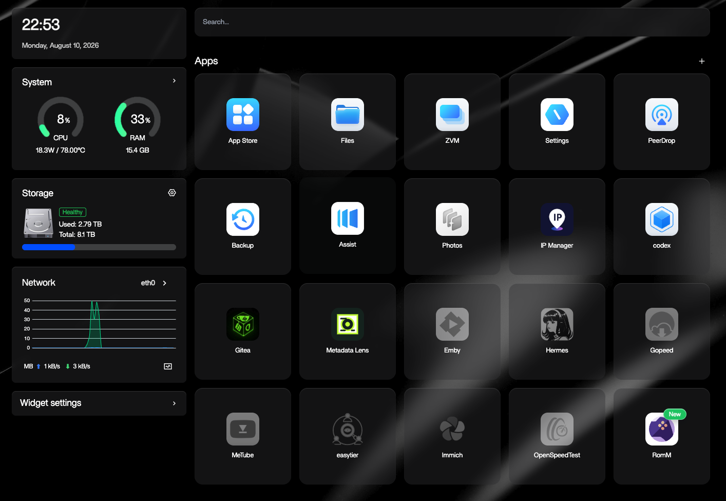 RomM on the ZimaOS home screen